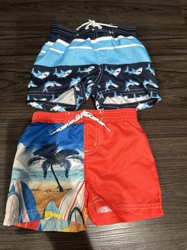 New Boys Swim Shorts 2 Pack Size 3 - 6 M - Image 1