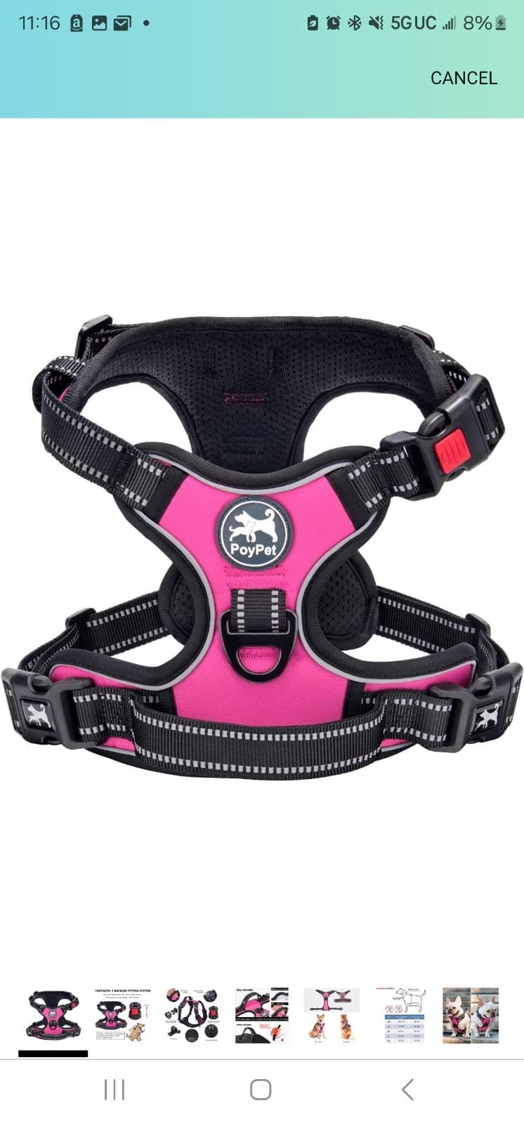 Dog Harness No Pull, Reflective Adjustable No Choke Pet Vest(Light Blue,large ) - Image 1