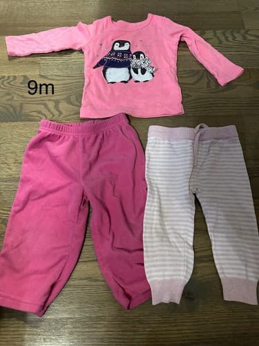 Baby Girl Long Pants And Long Sleeve Shirt Size 9 Months - Image 1