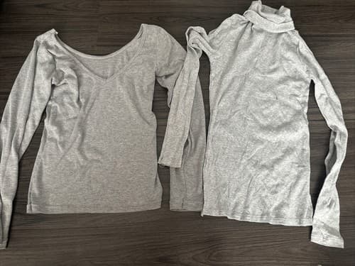 Ambiance 2 Pack Women's Comfort Long Sleeve Stretchy Shirt Gray Size Medium - Image 1