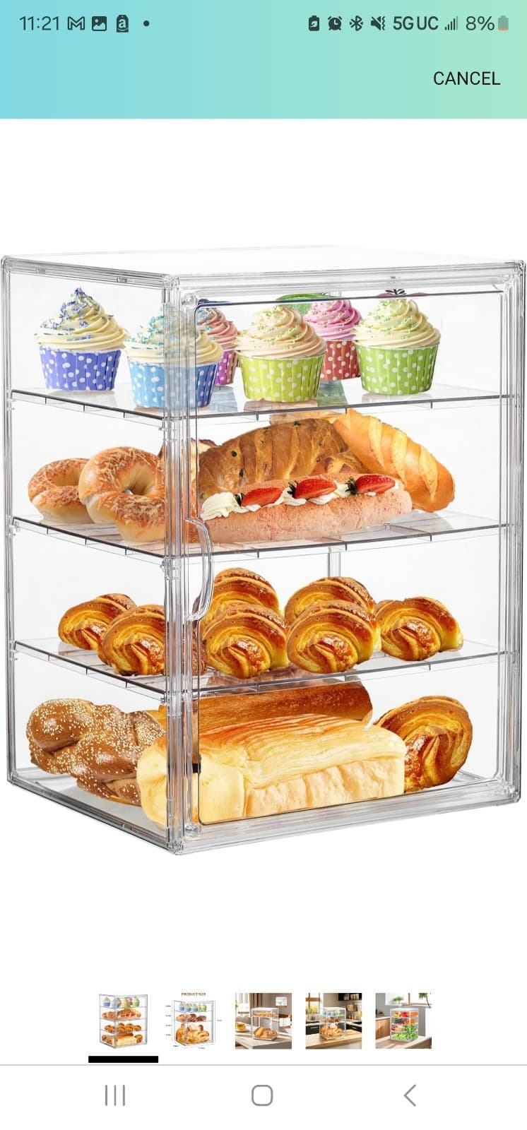 Pastry Display Case, Bread Box for Kitchen Countertop, 4 Layers Stackable Bre... - Image 1