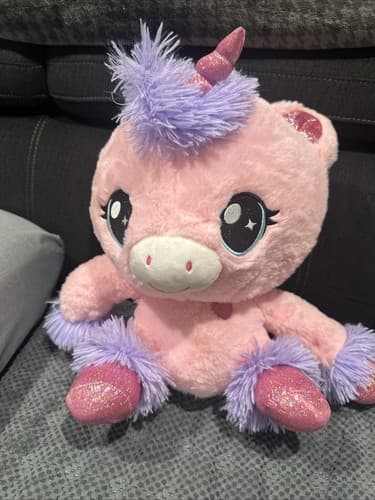 Large Sitting Pink & Purple Unicorn Plush/ Stuffed Animal- Super Soft - Image 1