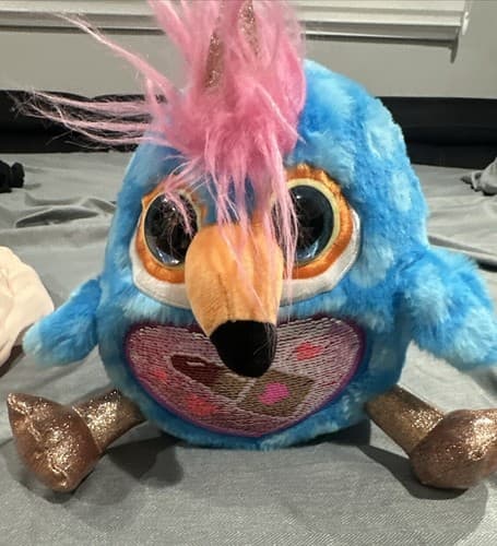 Zuru Rainbowcorn Blue Parrot Unicorn Plush Pink Heart Stuff Toy Glitter Eyes - Image 1