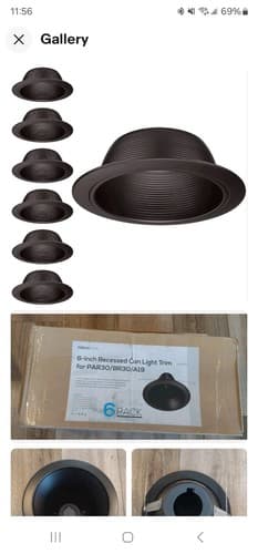 TorchStar 6-inch Recessed Can Light Trim with Oil Rubbed Bronze Baffle-6 Pack - Image 1