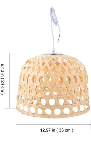 Dome Pendant Light Bamboo Wicker Rattan Hanging Ceiling Chandelier - Thumbnail 2