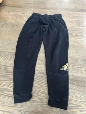 Adidas Men Joggers Black With Gold Logo Size Small - Image 1