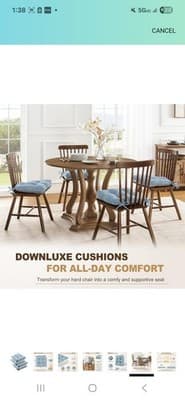 Comfortable Tufted Chair Pads 15.5'' with Secure Ties and Non-Slip Backing - Thumbnail 2