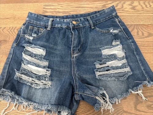 WOMENS JEANS DISTRESSED SHORTS SIZE L - Image 1