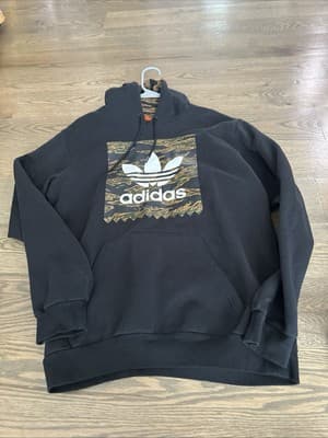 ADIDAS Hoodie Spellout Camouflage Cotton Jumper Sweatshirt Mens M - Image 1