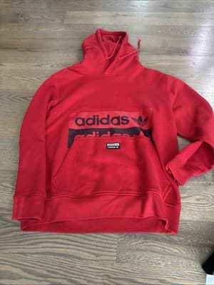 MENs medium ADIDAS ORIGINALS TREFOIL HOODIE Vivid Red - Image 1