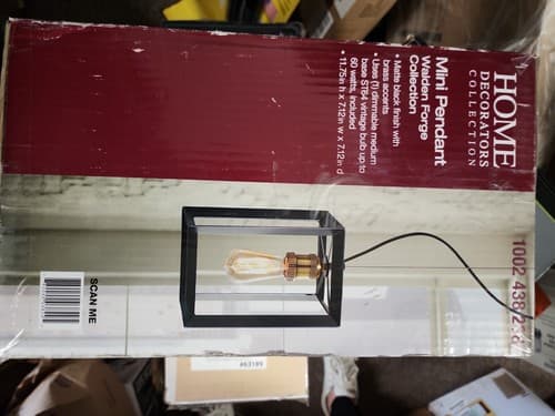 HDC Walden Forge 1-Light Black Frame Pendant with Antique Brass Socket - Image 1
