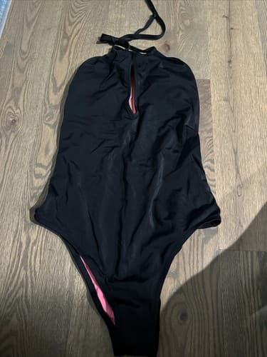 Pink Victoria’s Secret One Piece Swimsuit Women’s Size L Black - Image 1