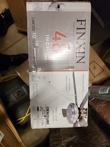 FINXIN Indoor Ceiling Fan Light Fixture Remote LED 48 Brushed Nickel - Image 1