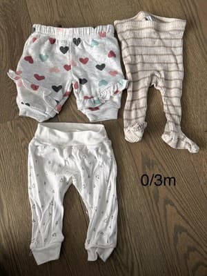 Baby Girl Clothes Pants Lot Of 3 Size 0-3 Months - Image 1