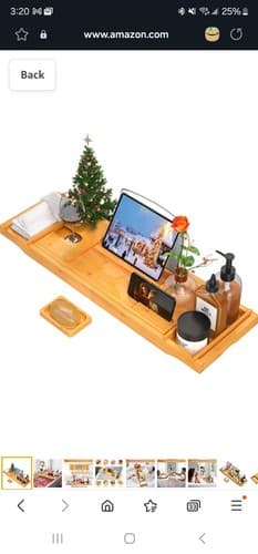 Bamboo Bathtub Caddy Over the Tub Bath Tray Holder for Wine Glass, Tablet, Phone - Image 1