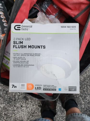 Commercial Electric 7 in. White LED Flush Mount 2-Pack 1004 160 609 - Image 1