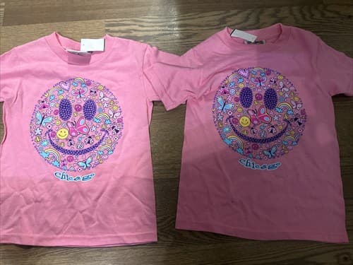 Kids Short Sleeve T-Shirt For Summer Pink 2 Pack Size XS 2-4 - Image 1