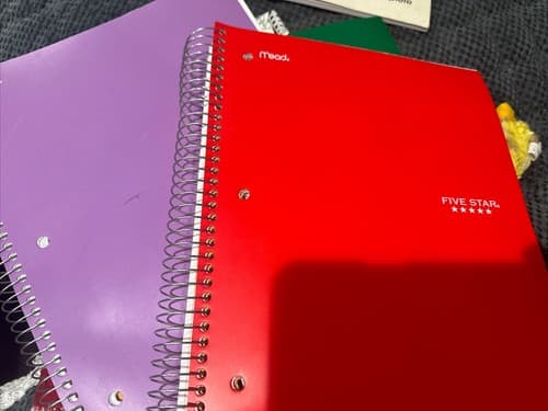 Five Star Spiral Notebooks, 5 Subject, College Ruled Paper, 2 Pack Purple/Red - Image 1