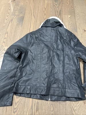 JouJou Jacket Womens Medium Black Leather Zip Up Jacket - Thumbnail 3