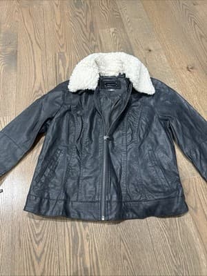 JouJou Jacket Womens Medium Black Leather Zip Up Jacket - Image 1