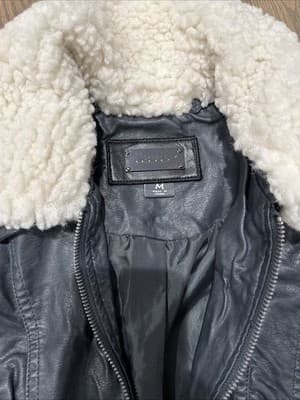 JouJou Jacket Womens Medium Black Leather Zip Up Jacket - Thumbnail 2