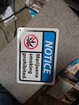 Notice Marijuana Smoking Prohibited Warning Plastic Sign - Image 1