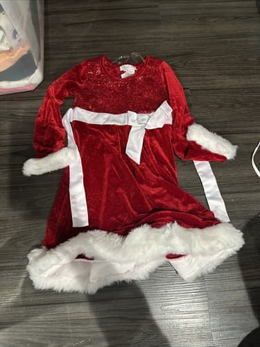 Girls Bonnie Jean Santa Dress Red Holiday Fur Trim Christmas Holiday Size 5 - Image 1
