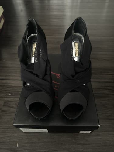 Wild Pair Helenawp Womens Open Toe Black Heels Size 9M - Image 1
