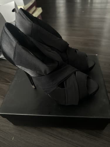 Wild Pair Helenawp Womens Open Toe Black Heels Size 9M - Thumbnail 4
