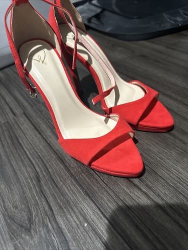 Women’s red pointed Open toe heels Size 6.5 - Thumbnail 4