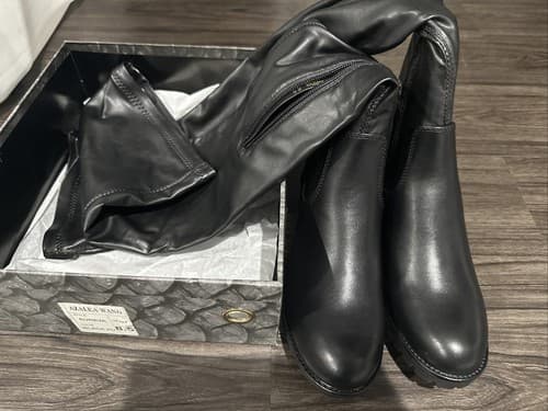 Women's Azalea Wang Eureve Over The Knee Sexy Boots Black Size 8.5 New - Thumbnail 2