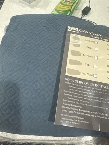 Obytex sofa slipcover recliner- Grayish Blue - Thumbnail 3