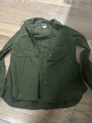 Merona Shirt Womens Large Green Plaid Button Front Long Sleeve Pocket Casual - Image 1