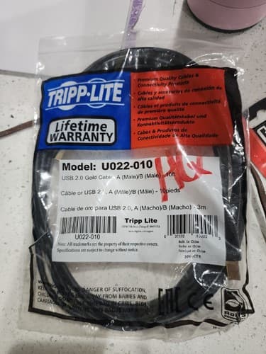 Tripp-Lite USB 2.0 Gold Cable A to B Cable (M/M) 10 ft., U022-010 - Image 1