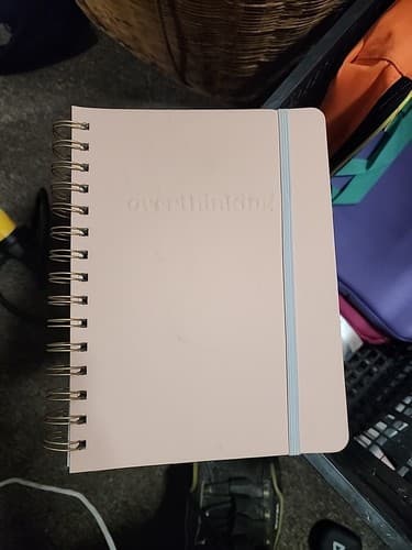 80 Sheet "Overthinking" Daily Planner 6x8 Peach Faux Leather, Goals,To Do,Habits - Image 1