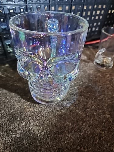 3D RAINBOW HOLOGRAPHIC IRIDESCENT GLASS SKULL MUG WITH BONE HANDLE - Thumbnail 2