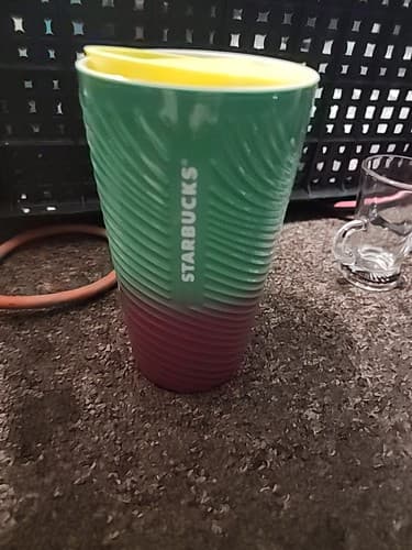 Starbucks Swirl Ceramic Coffee Travel Tumbler Mug - Pink/ Green - NEW - Image 1
