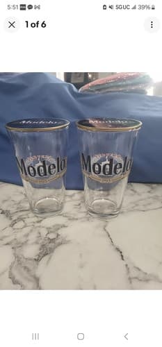 Medelo Cerveza 1925 Signature Gold Rimmed Glasses With Coasters 16oz - Image 1