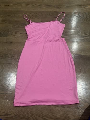 Heart & Hips Women Pink Short Slip Dress Double Layered Open Back Size Universal - Image 1