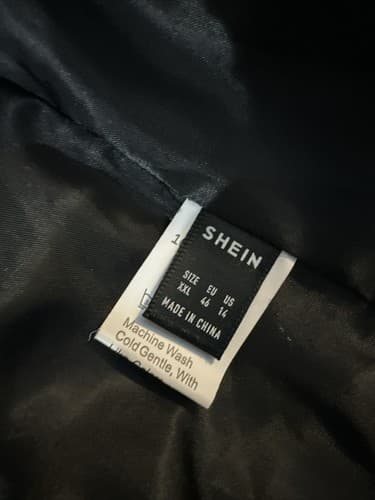 Shein Men's/womens Zip Up Shiny Hooded Winter Coat Black Size XXL - Thumbnail 2