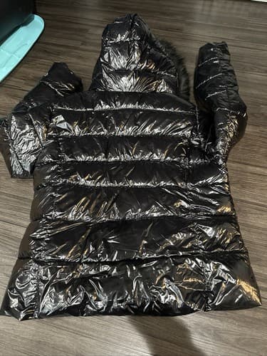 Shein Men's/womens Zip Up Shiny Hooded Winter Coat Black Size XXL - Thumbnail 4