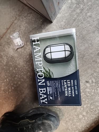 8.5" Hampton Bay Black Outdoor LED Wall Lantern Frosted Glass Shade 1000 640 809 - Image 1
