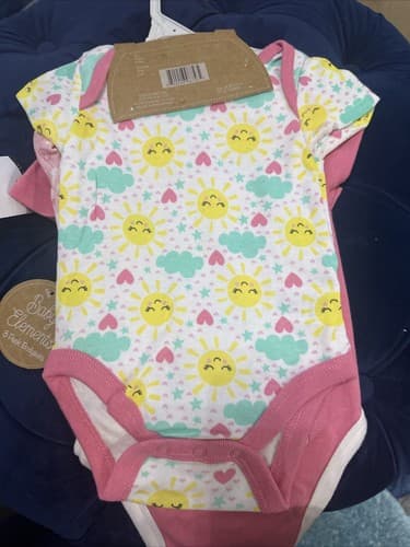 Baby Elements 3 Pack Bodysuit Short Sleeve Size 6/9m New - Thumbnail 3