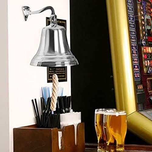 Nautical Large Ship Bell 7inch Chrome Finish Wall Mountable Bell for Pubs & Home - Image 1