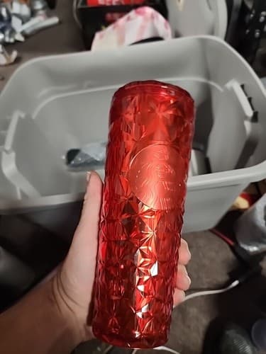 Starbucks 2023 Holiday Red Jeweled Plastic Tumbler Cold Cup Christmas 24oz - Image 1