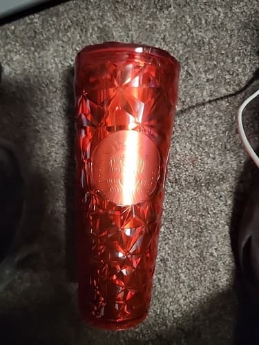 Starbucks 2023 Holiday Red Jeweled Plastic Tumbler Cold Cup Christmas 24oz - Thumbnail 2