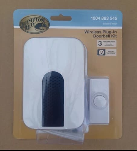Hampton Bay Lighting Wireless Plug-In Doorbell Kit with 1-Push Button in - Image 1