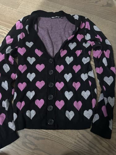 HOT TOPIC Heart Theme cardigan sweater XS Sweet Society V-Neck - Image 1