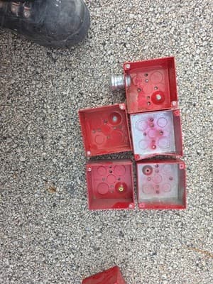 5x) Raco 911-3 Red 2-Gang Galvanized Square Electrical Box 2-1/8" Depth 1/2" KO - Image 1