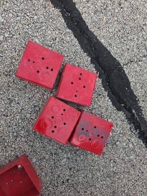 4x) Raco 911-3 Red 2-Gang Galvanized Square Electrical Box 2-1/8" Depth 1/2" KO - Thumbnail 2